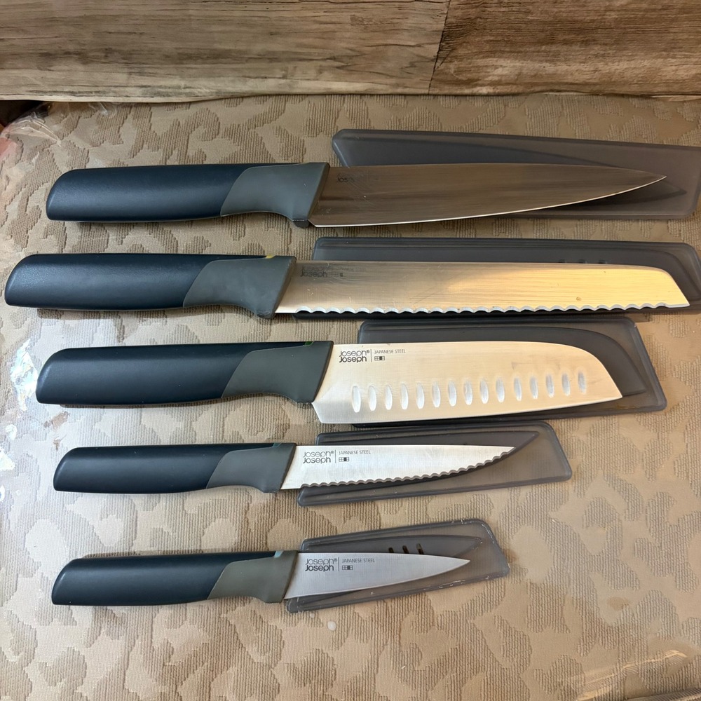 Joseph Joseph Elevate 5 Piece Knife Set Japanese Stainless Steel with Sheaths